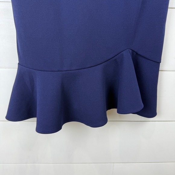 NEW Betsey Johnson Navy Ruffle Hem Sheath MIDI Dress Women 6 FLOUNCE FEMININE - Picture 7 of 14